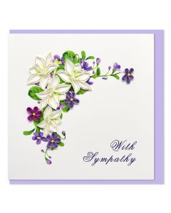 Quilled Card With Sympathy - Purple and White Flowers