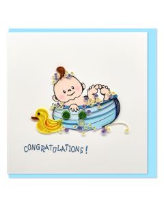 Quilled Card Congratulations Baby Blue
