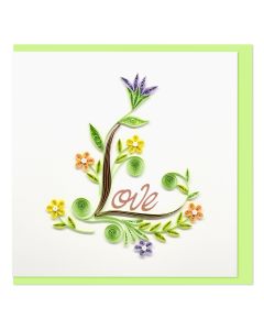 Quilled Greeting Card Love Green 15x15cm