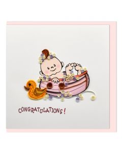 Quilled Card Congratulations Baby Pink