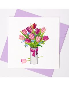 Quilled Card Pink Tulips 