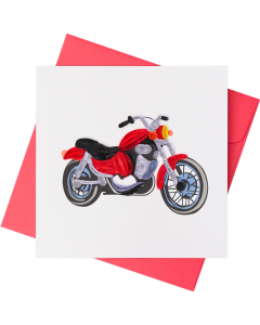 Quilled Greeting Card Motorbike Red 15x15cm