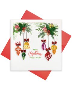 Quilled Greeting Card Merry Christmas Hanging Decorations 15x15cm