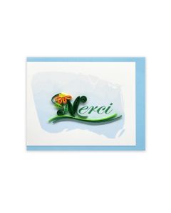 Quilled Mini Greeting Card Merci 8.5x6.4cm