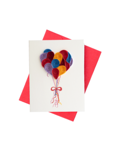 Quilled Mini Greeting Card Balloon Heart 8.5x6.4cm