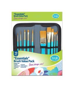 Essentials Craft Paint Brush Set of 10 with Storage Case