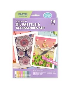 Oil Pastels and Accessories 14pc Set - Pastel Colours