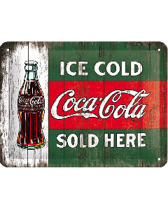 Nostalgic-Art Small Sign Coca-Cola - Vintage Evergreen - Ice Cold Bottle 15x20cm