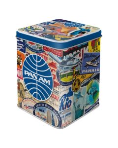 Nostalgic-Art Tea Storage Tin Pan Am Travel Collage 7.5x7.5x9.5cm