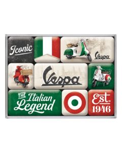 Nostalgic-Art 9pc Magnet Set Vespa Italian Legend