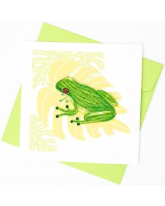 Quilled Greeting Card Green Tree Frog 15x15cm