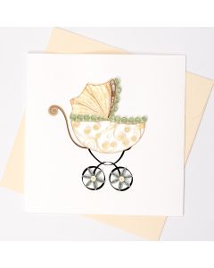 Quilled Greeting Card Pram 15x15cm