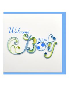 Quilled Greeting Card Welcome Baby Boy 15x15cm