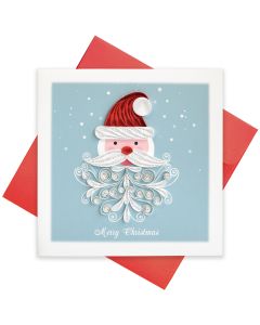 Quilled Greeting Card Merry Christmas Santa Head 15x15cm