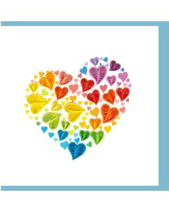 Quilled Greeting Card Rainbow Heart 15x15cm