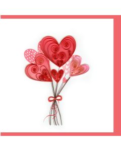 Quilled Greeting Card Bouquet Of Hearts 15x15cm