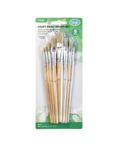 Craft Natural Hog Hair 8 Pack Brush Set Flat