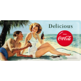 Nostalgic-Art Long Sign Coca-Cola - Beauties - Beach Couple