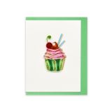 Quilled Mini Card Pink and Green Cupcake
