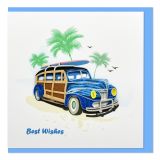 Quilled Card Best Wishes Woody Surf Wagon