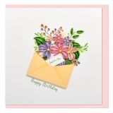 Quilled Card Happy Birthday Envelope and Flowers