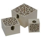 Plywood Square Box With Catch Set 3