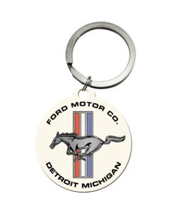 Nostalgic-Art Keyring Round Ford Mustang - Horse and Stripes Logo