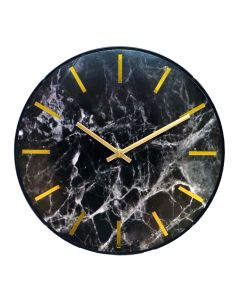 Leni Marble Look Clock 30cm - Black
